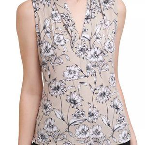 NWT Calvin Klein Floral Print V-Neck Top